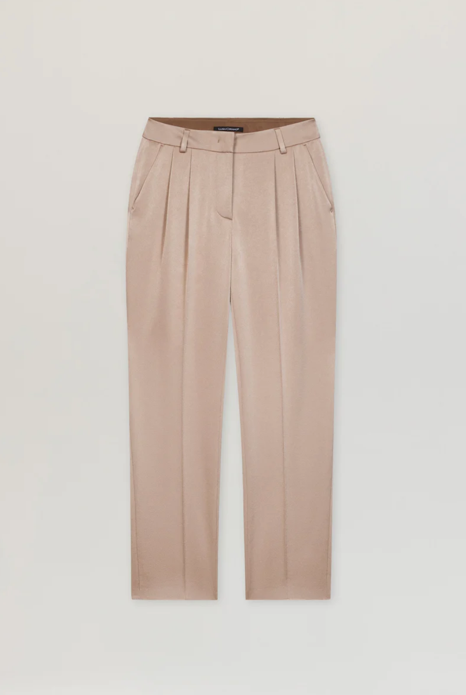 Luisa Cerano Dusty Pink Satin Tapered Trousers