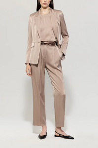 Luisa Cerano Dusty Pink Satin Tapered Trousers