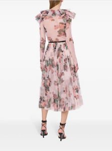 Philosophy di Lorenzo Serafini Pleated Floral Tulle Skirt