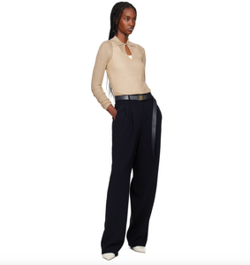 Max Mara Neottia Navy Belted Trousers