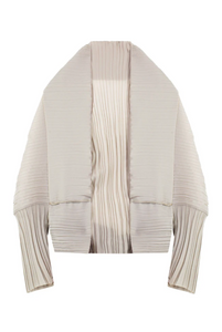 Max Mara Light Grey Plisse Vesuvio Cape