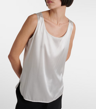 Load image into Gallery viewer, Max Mara Pan Scoop Neck Silver Grey Silk Vest
