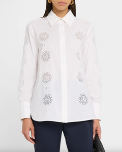Max Mara Sesia Embroidered White Cotton Shirt