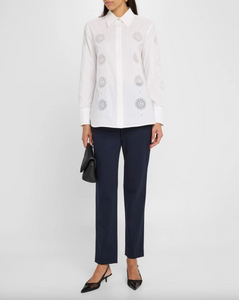 Max Mara Sesia Embroidered White Cotton Shirt