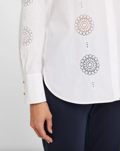 Max Mara Sesia Embroidered White Cotton Shirt