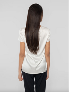 Max Mara Cortona Short Sleeve Ivory Silk Top