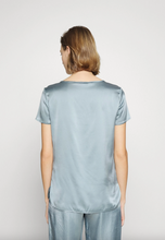 Load image into Gallery viewer, Max Mara Cortona Short Sleeve Blue Silk Top
