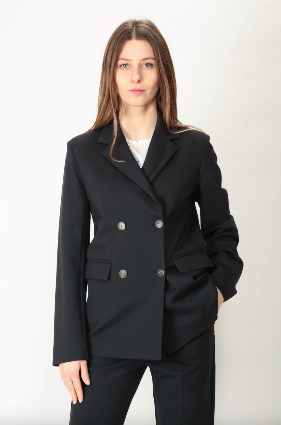 Max Mara Marmo Navy Double Breasted Jacket