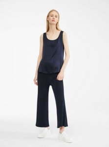 Max Mara Pan Scoop Neck Navy Silk Vest