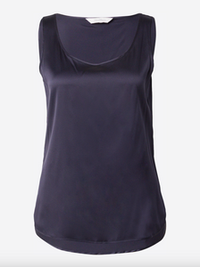 Max Mara Pan Scoop Neck Navy Silk Vest