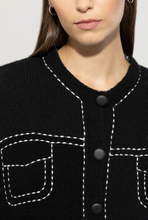 Load image into Gallery viewer, Luisa Cerano Black White Stitch Cardigan
