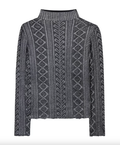 Luisa Cerano Lace Turtleneck Pullover with Metallic Finish