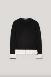 Luisa Cerano Black Sweater With Cream Accents