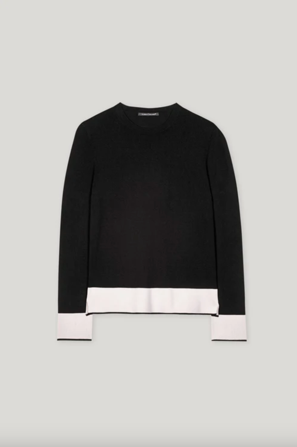 Luisa Cerano Black Sweater With Cream Accents