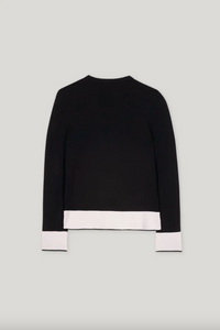 Luisa Cerano Black Sweater With Cream Accents