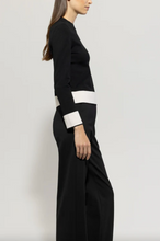 Load image into Gallery viewer, Luisa Cerano Black Sweater With Cream Accents
