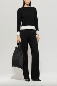 Luisa Cerano Black Sweater With Cream Accents