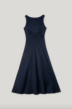 Load image into Gallery viewer, Luisa Cerano Navy Satin Maxi Dress
