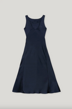 Load image into Gallery viewer, Luisa Cerano Navy Satin Maxi Dress
