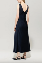 Load image into Gallery viewer, Luisa Cerano Navy Satin Maxi Dress

