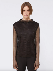 Sportmax Gerarda Mesh Top with Crystals