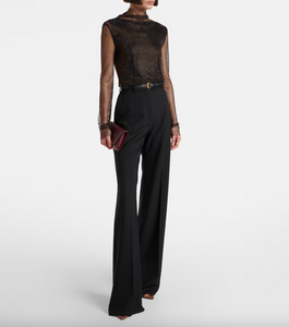 Sportmax Gerarda Mesh Top with Crystals