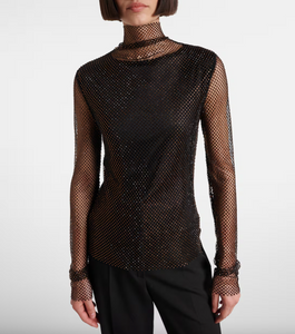 Sportmax Gerarda Mesh Top with Crystals