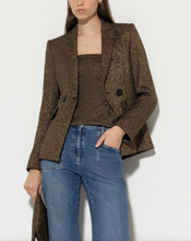 Load image into Gallery viewer, Luisa Cerano Metallic Gold Evening Blazer
