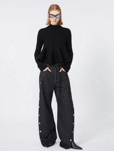 Sportmax Astice Black Peplum Sweater