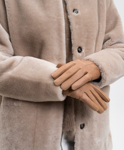 Max Mara Lemma Camel Leather Gloves