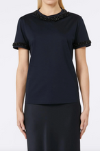 Load image into Gallery viewer, Max Mara Pontile Navy Beaded Couture T-shirt
