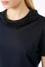 Load image into Gallery viewer, Max Mara Pontile Navy Beaded Couture T-shirt
