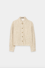 Load image into Gallery viewer, Luisa Cerano Tweed Metallic Gold Shirt Jacket
