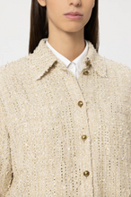 Load image into Gallery viewer, Luisa Cerano Tweed Metallic Gold Shirt Jacket
