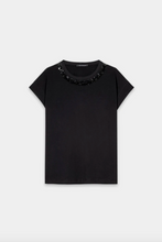 Load image into Gallery viewer, Luisa Cerano Black T-shirt with Gemstones
