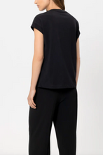 Load image into Gallery viewer, Luisa Cerano Black T-shirt with Gemstones
