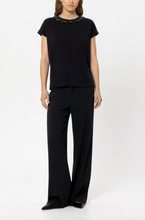 Load image into Gallery viewer, Luisa Cerano Black T-shirt with Gemstones
