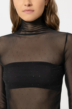 Load image into Gallery viewer, Luisa Cerano Black Mesh Top with Crystals
