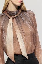 Load image into Gallery viewer, Luisa Cerano Pink Lame Bow Blouse
