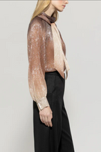 Load image into Gallery viewer, Luisa Cerano Pink Lame Bow Blouse

