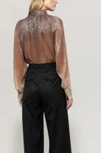 Load image into Gallery viewer, Luisa Cerano Pink Lame Bow Blouse
