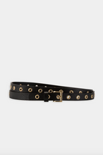 Load image into Gallery viewer, Luisa Cerano Black Leather Eyelets Belt
