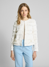Load image into Gallery viewer, Luisa Cerano White Fringed Trim Tweed Jacket
