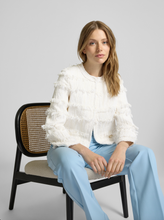 Load image into Gallery viewer, Luisa Cerano White Fringed Trim Tweed Jacket
