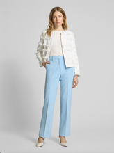 Load image into Gallery viewer, Luisa Cerano White Fringed Trim Tweed Jacket
