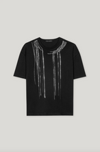 Load image into Gallery viewer, Luisa Cerano Black Statement T-shirt with Chains
