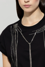 Load image into Gallery viewer, Luisa Cerano Black Statement T-shirt with Chains

