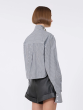 Load image into Gallery viewer, Sportmax SPXQUAGGA Cropped Stripe Shirt With Bejewelled Collar
