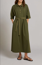Load image into Gallery viewer, Max Mara MMLALBERO Olive Cotton Maxi Dress
