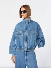 Load image into Gallery viewer, Sportmax SPDBUSSOLA Blue Denim Bomber Jacket
